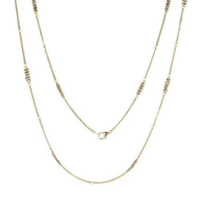 Amali Necklaces 18k Champagne Diamond Textile Station Necklace