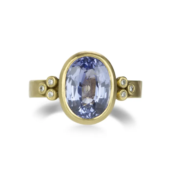 Ananda Khalsa Rings 18k Blue Oval Sapphire Ring