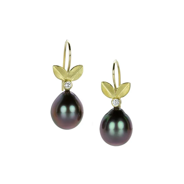 Barbara Heinrich Tahitian Pearl and Diamond Drop Earrings Earrings