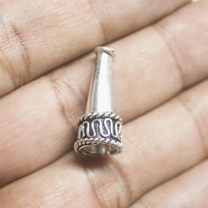 Beads Supplies USA Charm Necklaces 4 Tribal Bead Caps Antique Silver Tone Cone Charm
