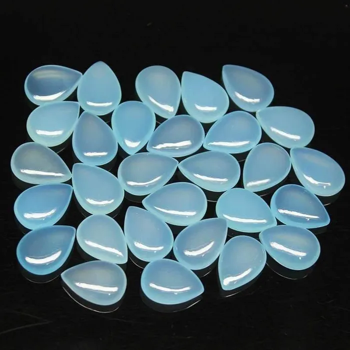 Beads Supplies USA Earrings Natural Aqua Chalcedony Smooth Pear Drop Beads 14x10mm 4pc Beads Supplies USA Earrings Natural Aqua Chalcedony Smooth Pear Drop Beads 14x10mm 4pc