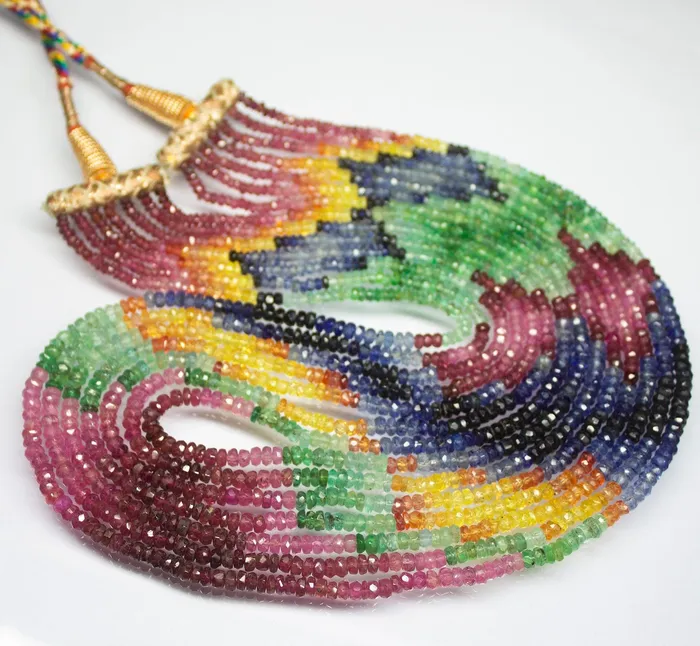 Beads Supplies USA Necklaces 6 strand 19 inches 3mm 35mm Natural Ruby Emerald Sapphire Faceted Rondelle Shape Beaded Necklace Gemstone Beads Beads Supplies USA Necklaces 6 strand 19 inches 3mm 35mm Natural Ruby Emerald Sapphire Faceted Rondelle Shape Beaded Necklace Gemstone Beads