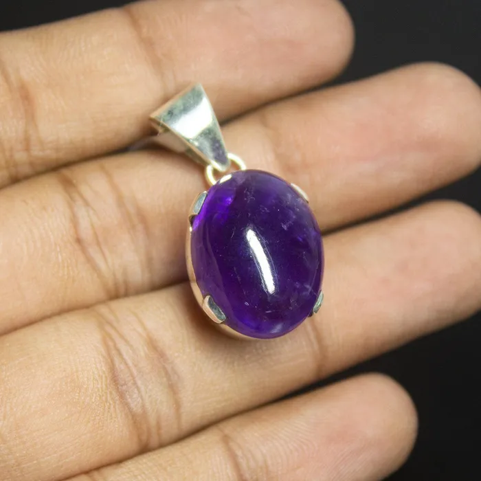 Beads Supplies USA Necklaces 780gm Purple Amethyst Plain Oval Cabochon Shape 925 Sterling Silver Bezel Pendant Beads Supplies USA Necklaces 780gm Purple Amethyst Plain Oval Cabochon Shape 925 Sterling Silver Bezel Pendant