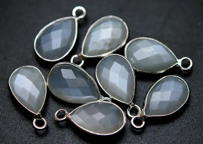 Beads Supplies USA Necklaces 925 Sterling Silver Natural White Moonstone Faceted Pear Shape Pendent 2 Piece Of 16mm Approx Beads Supplies USA Necklaces 925 Sterling Silver Natural White Moonstone Faceted Pear Shape Pendent 2 Piece Of 16mm Approx