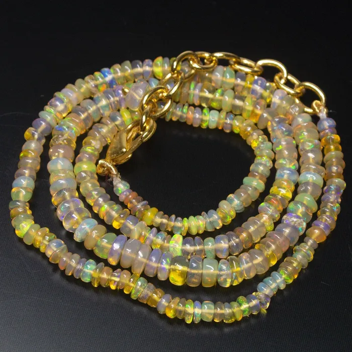 Beads Supplies USA Necklaces Ready to wear 18 inch 35mm Natural Ethiopian Opal Smooth Rondelle Shape Gemstone Beaded Necklace Beads Supplies USA Necklaces Ready to wear 18 inch 35mm Natural Ethiopian Opal Smooth Rondelle Shape Gemstone Beaded Necklace