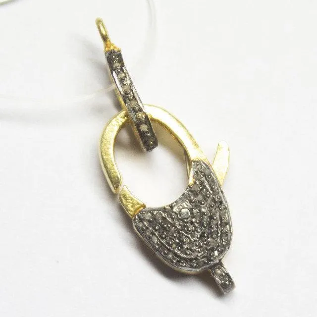 Beads Supplies USA Rings 1pc Pave Diamond 925 Sterling Silver Gold Vermeil Lobster Clasp 29mm x 13mm Beads Supplies USA Rings 1pc Pave Diamond 925 Sterling Silver Gold Vermeil Lobster Clasp 29mm x 13mm