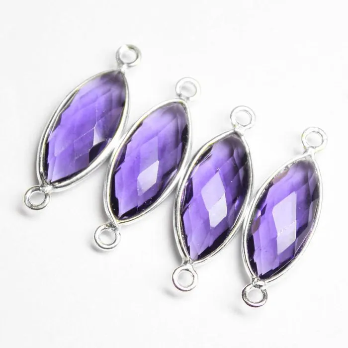 Beads Supplies USA Rings 5pc 22mm Purple Amethyst Quartz Faceted Marquise Shape 925 Sterling Silver Connector Quartz Connector Beads Supplies USA Rings 5pc 22mm Purple Amethyst Quartz Faceted Marquise Shape 925 Sterling Silver Connector Quartz Connector