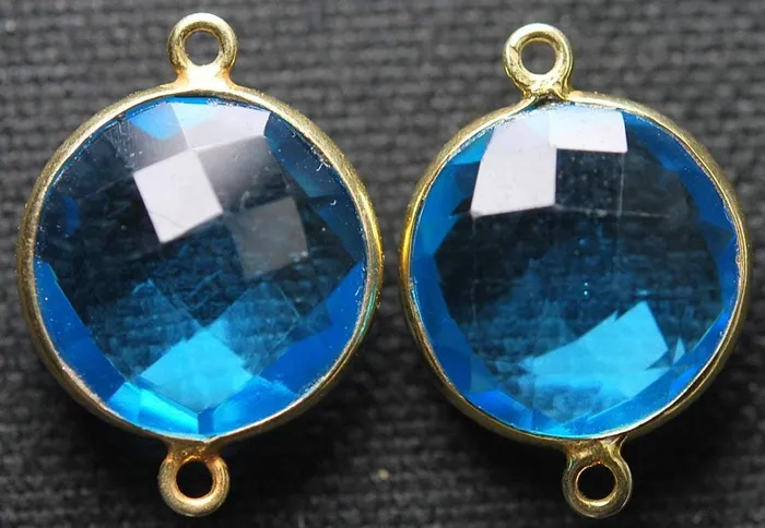 Beads Supplies USA Rings 925 Sterling Vermeil SilverSky Blue Quartz Faceted Coins Shape 24K Gold Plated Connector 5 Piece Of 23mm Approx Beads Supplies USA Rings 925 Sterling Vermeil SilverSky Blue Quartz Faceted Coins Shape 24K Gold Plated Connector 5 Piece Of 23mm Approx
