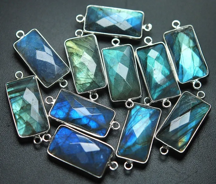 Beads Supplies USA Rings 925 Sterling SilverLabradorite Faceted Baguettes Shape Connector 5 Piece Of 27mm Approx Beads Supplies USA Rings 925 Sterling SilverLabradorite Faceted Baguettes Shape Connector 5 Piece Of 27mm Approx