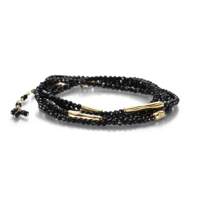 Black Spinel Wrap Bracelet with Log Beads Anne Sportun Bracelets