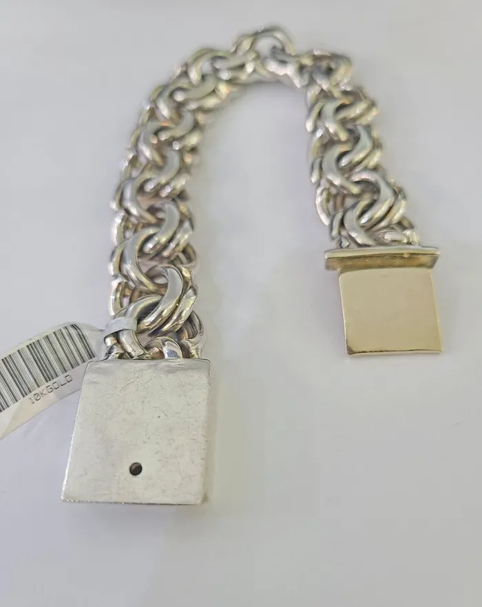 Bracelets Gold and Diamond 10k Chino Link ID Bracelet White Gold 16mm 9 Inches Solid For Mens 10kt Real