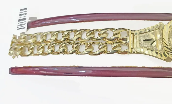Bracelets Gold and Diamond 10k Gold Saint Barbara Miami Cuban Bracelet Size 8 15mm