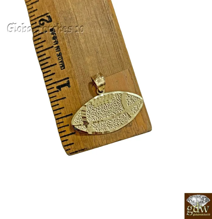 Charm Necklaces 10k Gold Solid Baseball Charm Pendant Diamond Cut Luck Real Angel Gold and Diamond