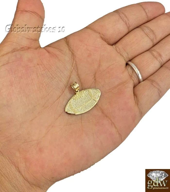 Charm Necklaces 10k Gold Solid Baseball Charm Pendant Diamond Cut Luck Real Angel Gold and Diamond