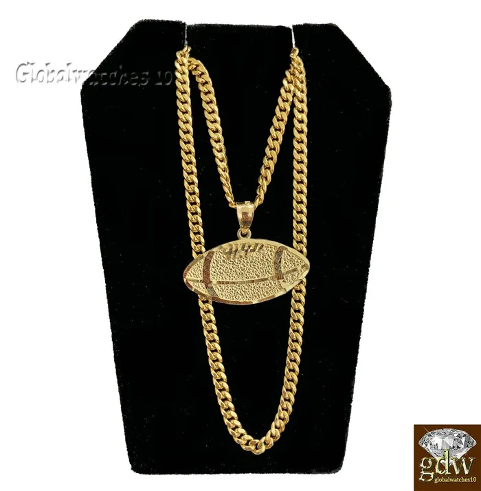 Charm Necklaces 10k Gold Solid Baseball Charm Pendant Diamond Cut Luck Real Angel Gold and Diamond