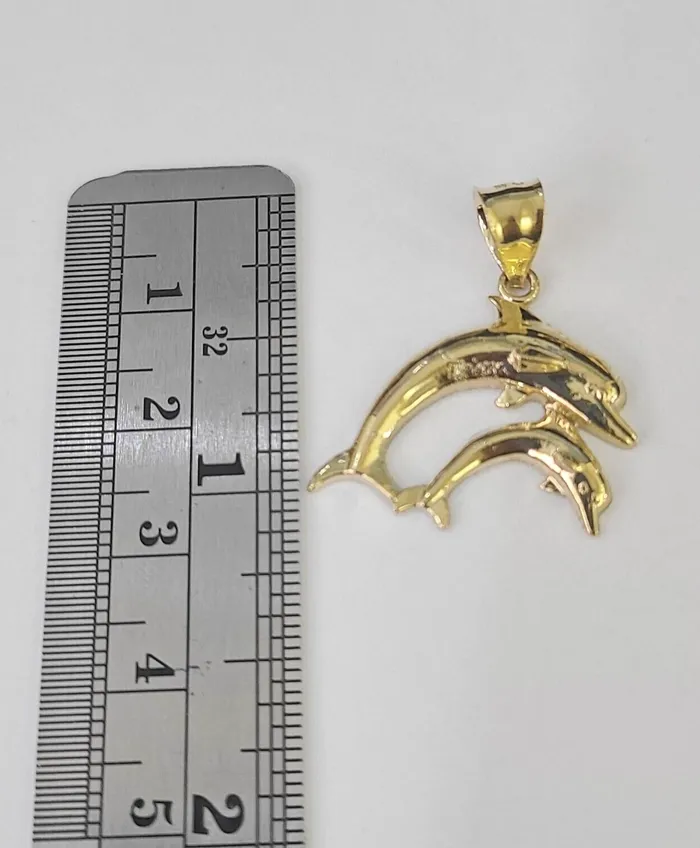 Charm Necklaces 10K Real Dolphin Charm Pendant Yellow Gold 1 Genuine Gold and Diamond