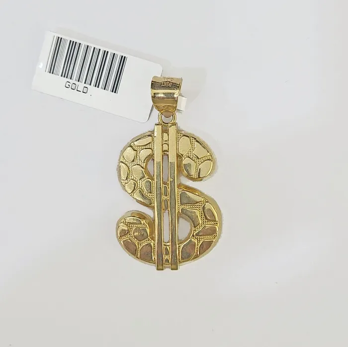 Charm Necklaces Globalwatches10 10k Yellow Gold Miami Cuban Chain Dollar Charm Pendent SET 3mm 22 Inches