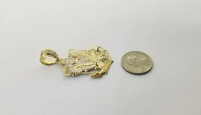 Charm Necklaces Gold and Diamond Real 10k Yellow Gold American Eagle Anchor Pendant 2 inches Cubic Zirconia Charm Charm Necklaces Gold and Diamond Real 10k Yellow Gold American Eagle Anchor Pendant 2 inches Cubic Zirconia Charm