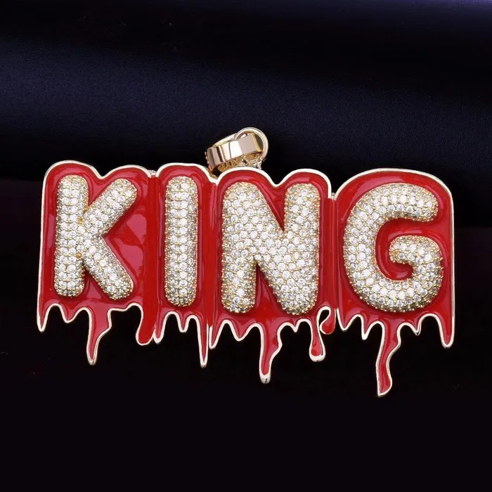 Custom Iced Out Magma Drip Letter Pendant Bling Proud Necklaces