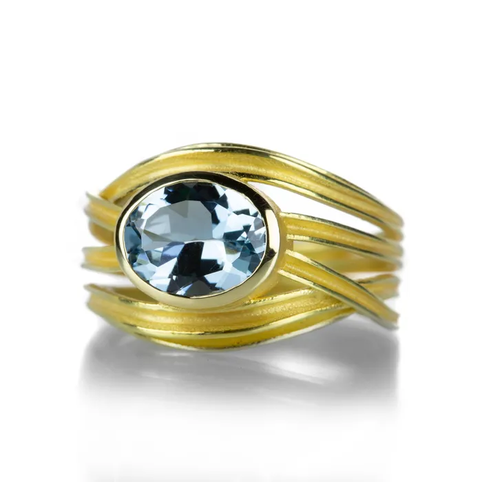 Double Tier Aquamarine Ribbon Ring Barbara Heinrich Rings