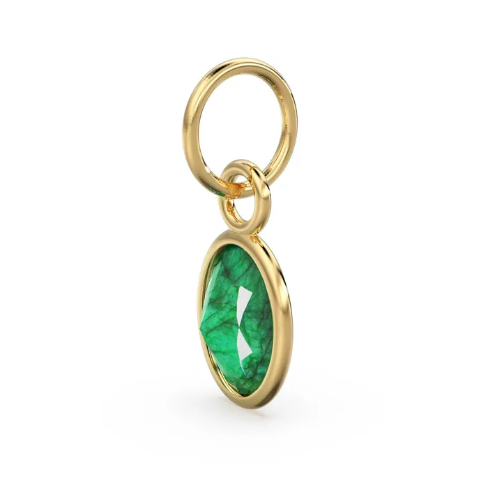 Dyed Green Emerald Oval Solid Gold Charm Natural Dyed Green Gemstone Handmade Gold Pendant 1pc 14k Yellow Gold Jewelry Making Findings Jalvi Co PreStyled Sets