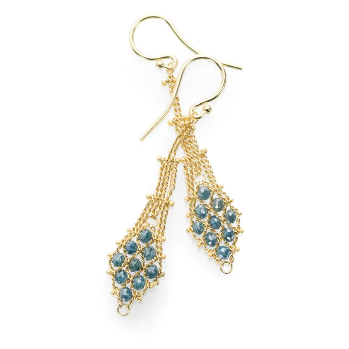 Earrings Amali Blue Diamond Textile Drop Earrings