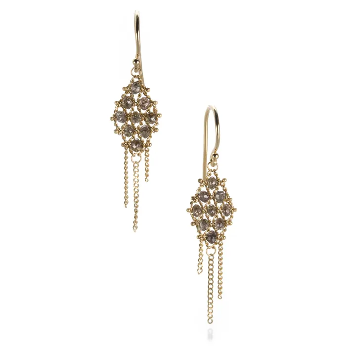 Earrings Amali Champagne Diamond Small Textile Earrings