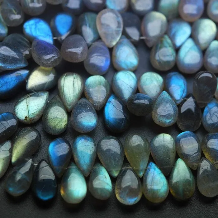 Earrings Beads Supplies USA Natural Labradorite Smooth Pear Drop Gemstone Loose Beads Strand 7 10mm 12mm
