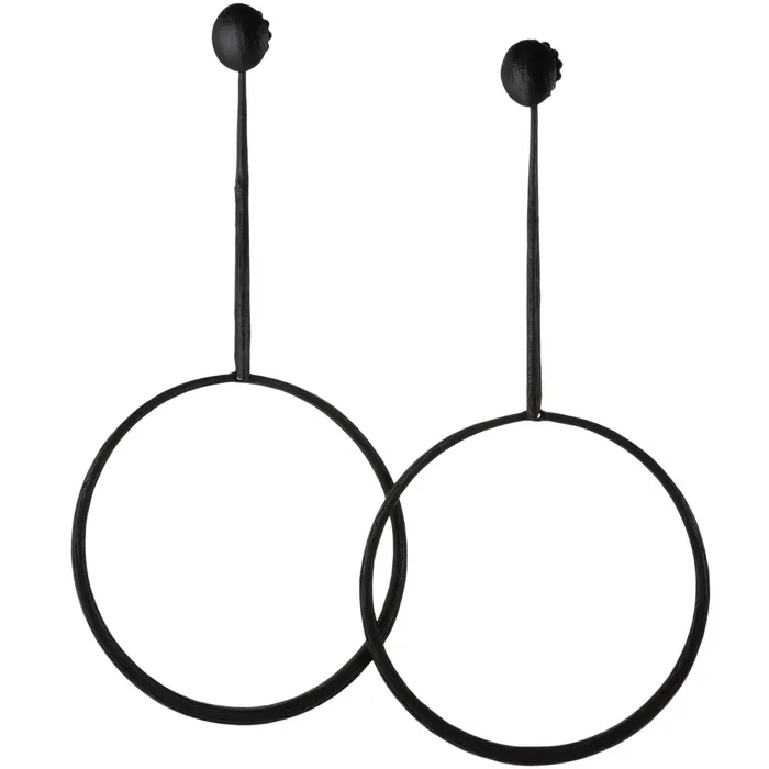 Earrings John Iversen Oxidized Silver Deep Drop Hoops
