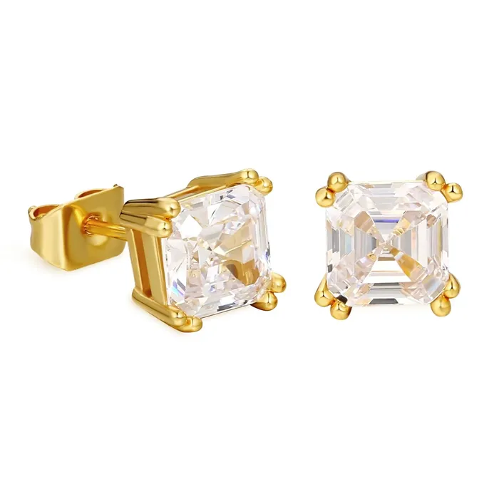 Earrings KRKC Brilliant Asscher Cut Diamond Stud Earrings