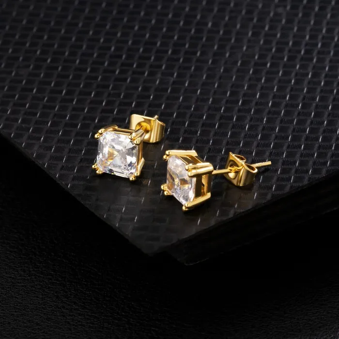 Earrings KRKC Brilliant Asscher Cut Diamond Stud Earrings