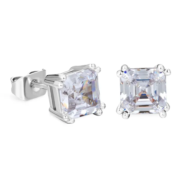 Earrings KRKC Brilliant Asscher Cut Diamond Stud Earrings