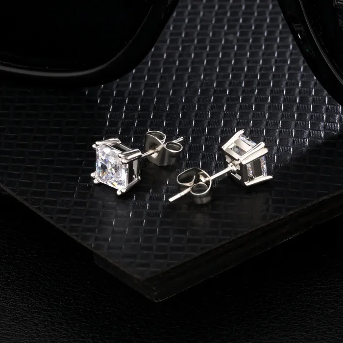 Earrings KRKC Brilliant Asscher Cut Diamond Stud Earrings