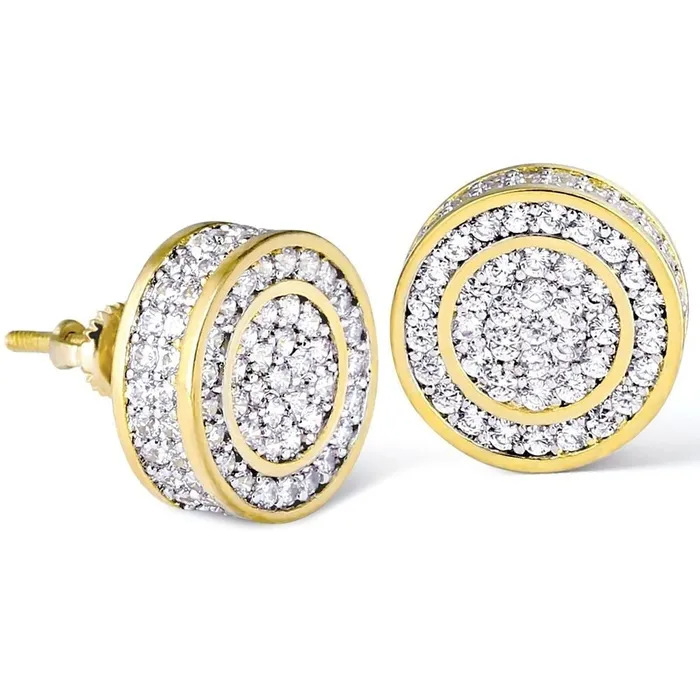 Earrings KRKC The Giant Iced Out 12mm Big Round Stud Earrings for Men