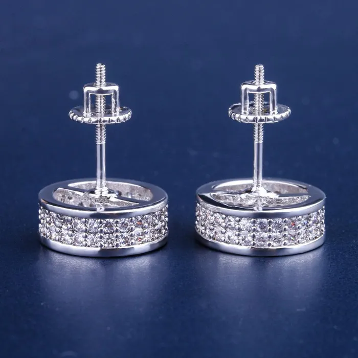 Earrings KRKC The Giant Iced Out 12mm Big Round Stud Earrings for Men