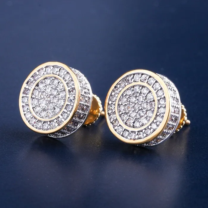 Earrings KRKC The Giant Iced Out 12mm Big Round Stud Earrings for Men