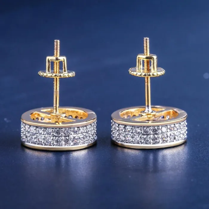 Earrings KRKC The Giant Iced Out 12mm Big Round Stud Earrings for Men