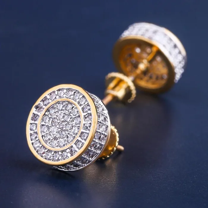 Earrings KRKC The Giant Iced Out 12mm Big Round Stud Earrings for Men