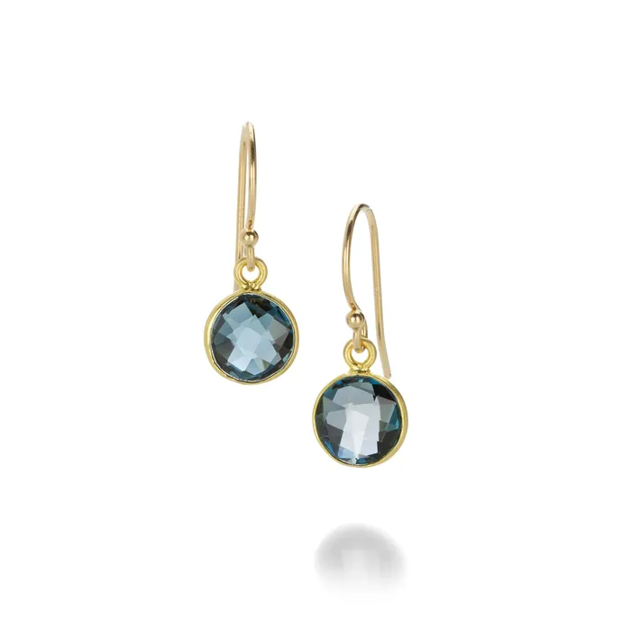 Earrings Margaret Solow Round London Blue Topaz Earrings