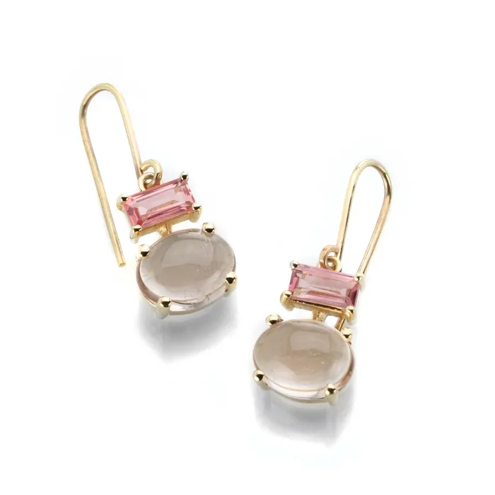 Earrings Nicole Landaw Pink and Peach Tourmaline Earrings