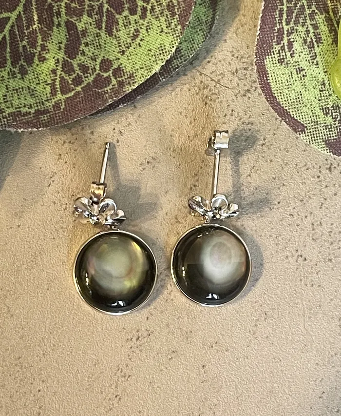 Earrings SophiaRene Boutique Sterling Silver Black MOP Shell Drop Earrings