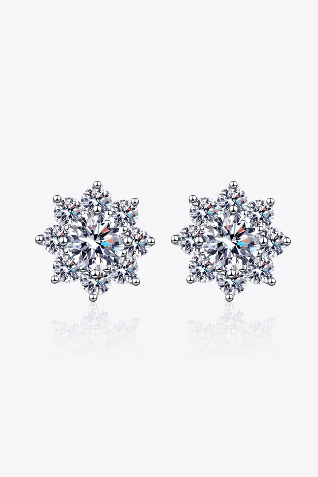 Earrings Trendsi 1 Carat Moissanite 925 Sterling Silver Flower Earrings