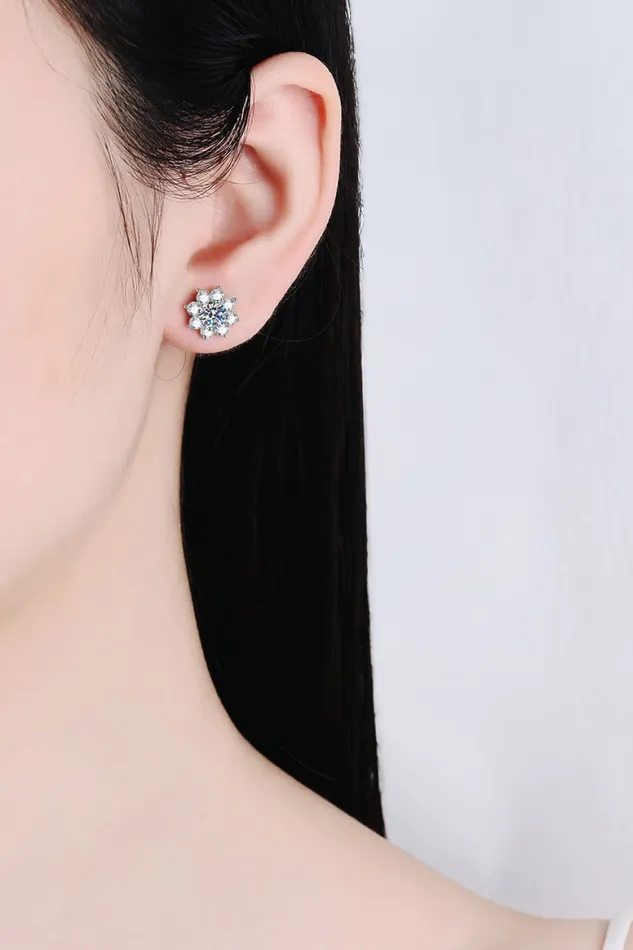 Earrings Trendsi 1 Carat Moissanite 925 Sterling Silver Flower Earrings