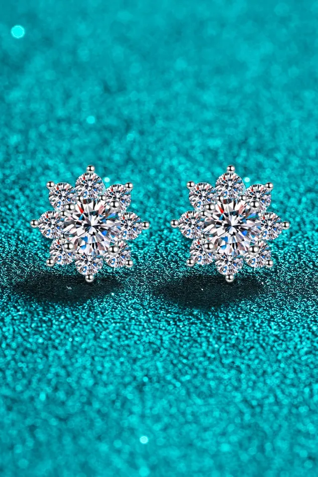 Earrings Trendsi 1 Carat Moissanite 925 Sterling Silver Flower Earrings