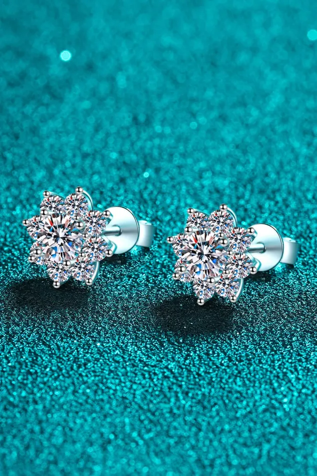 Earrings Trendsi 1 Carat Moissanite 925 Sterling Silver Flower Earrings