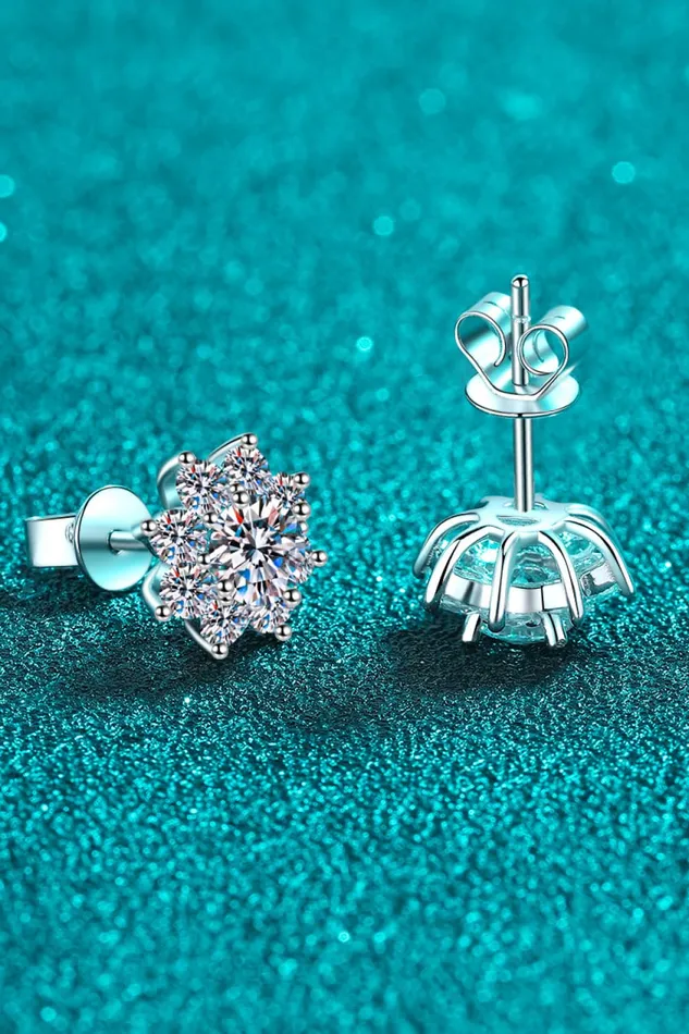 Earrings Trendsi 1 Carat Moissanite 925 Sterling Silver Flower Earrings