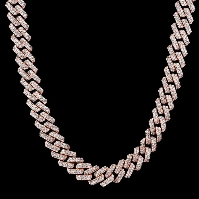 Earrings YiWuMeiSha 15mm Iced Out Prong Link Cuban Link Choker in Rose Gold Earrings YiWuMeiSha 15mm Iced Out Prong Link Cuban Link Choker in Rose Gold