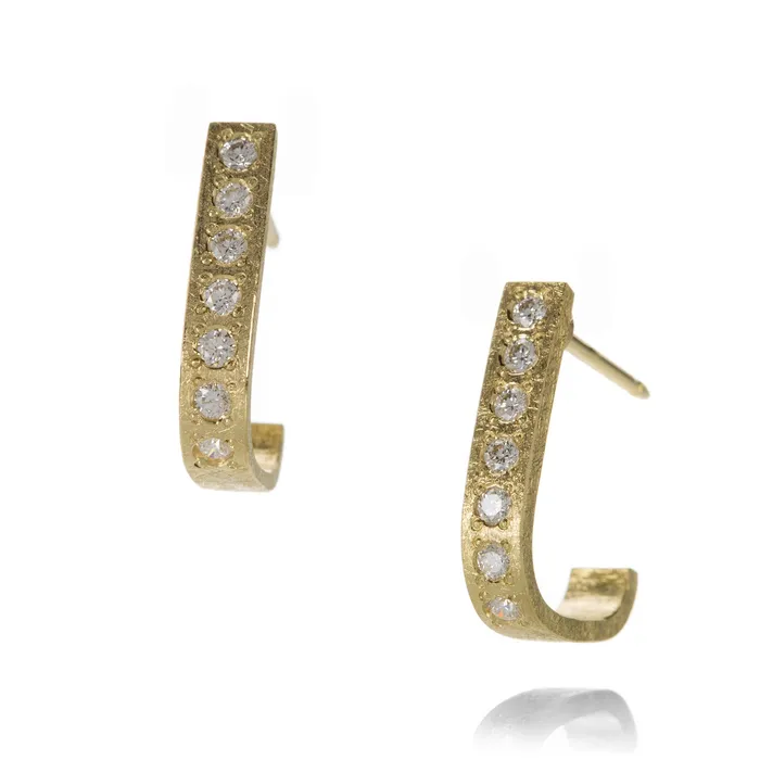 Edward Burrowes PreStyled Sets 18k Yellow Gold J Hoops with Diamonds