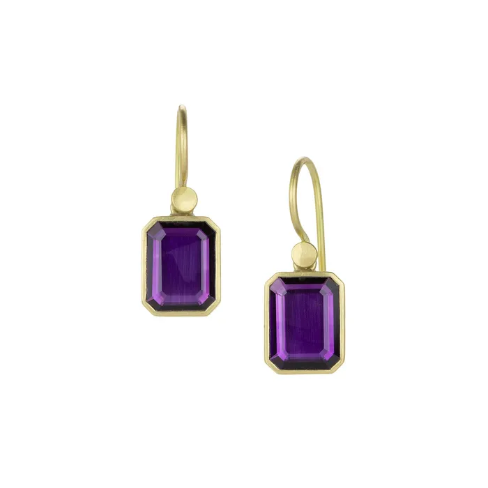 Emerald Cut Amethyst Drop Earrings Lola Brooks Earrings
