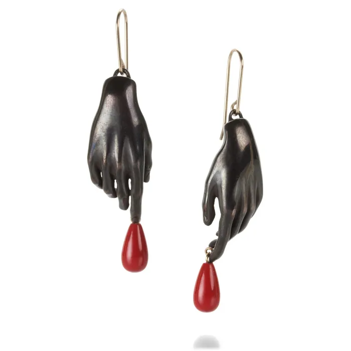 Gabriella Kiss Earrings Bronze Hand Earrings with Drops
